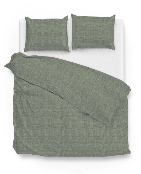Zo!Home  Lino Bettwäsche 200 Army Green Uni Army-Green 1 Bettbezug 200x200cm + 2 Kissenbezug 80x80cm