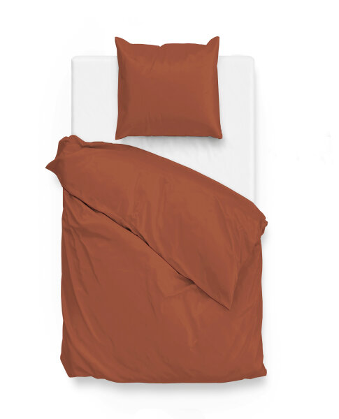 Zo!Home Mako Satin Satinado Bettwäsche 135 Copper Orange Uni Copper-Orange 1 Bettbezug 135x200cm + 1 Kissenbezug 80x80cm