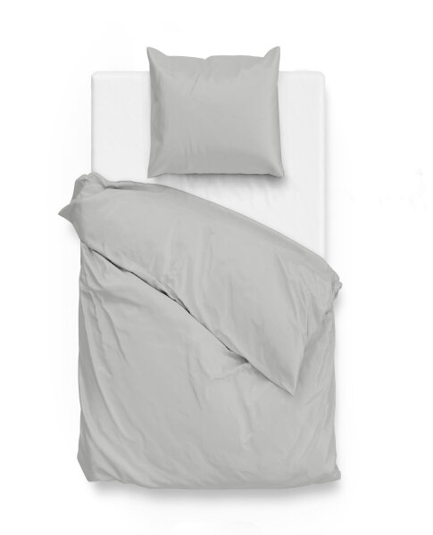 Zo!Home Mako Satin Satinado Bettwäsche 135 Ash Grey Uni Ash-Grey 1 Bettbezug 135x200cm + 1 Kissenbezug 80x80cm