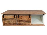 Soma TV Schrank Massivholz B 125 H 45 cm TV Lowboard Fernsehschrank California weiß Mangoholz massiv (BxHxL) 125 x 45 x 38