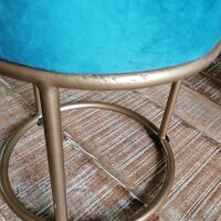 Soma Velour Hocker 2. Wahl Ø 32 H 42 cm Samthocker mit Eisengestell goldfarbig Sitzhocker Samt Pouf Sitzp (BxHxL) 32 x 42 x 32 smaragd