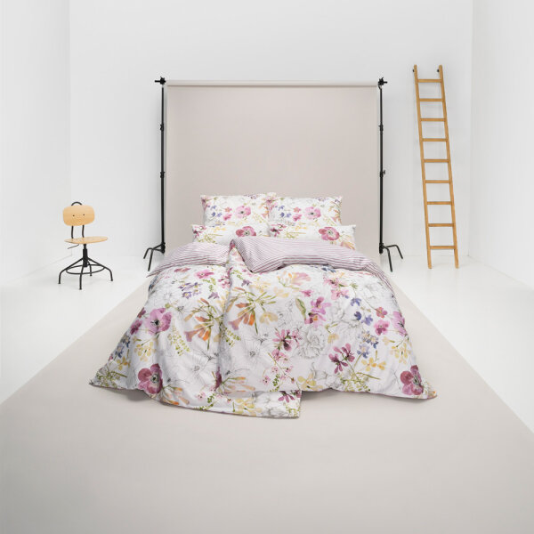 Estella Mako-Satin Bettwäsche-Garnituren 2 teilig Bezug 155 x 200 cm + 1 x Kissen 80 x 80 Delight Floral multicolor