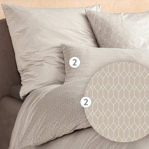Estella Mako-Interlock-Jersey Kopfkissenbezüge 1 teilig Kissen 40 x 80 cm Silas Grafisch kiesel