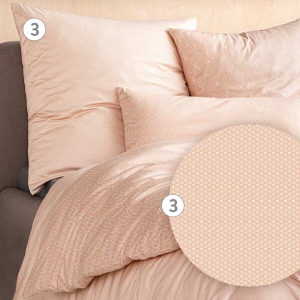 Estella Mako-Interlock-Jersey Bettwäsche-Garnituren 2 teilig Bezug 135 x 200 cm + 1 x Kissen 80 x 80 Romeo Grafisch peach
