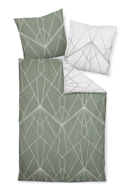 Janine Mako-Satin Bettwäsche 155x200,80x80 2 teilig  J. D. 87054-06-510 salbeigrün jade