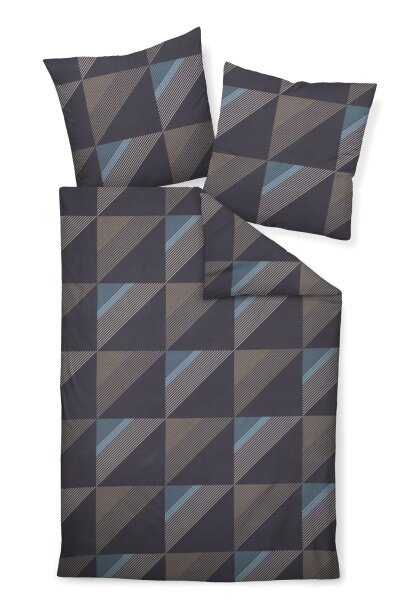 Janine Mako-Satin Bettwäsche 200x200,2x80x80 3 teilig  J. D. 87065-02-620 nachtschattenblau
