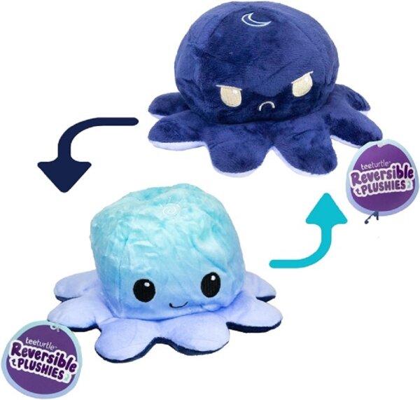 Oktopus Reversible Rainbow Kuscheltier Wende Plüschtier Octopus groß 20 cm doppelseitiger Flip Spielzeug Geschenkidee Die Farben sind unsortiert und Nicht wählbar
