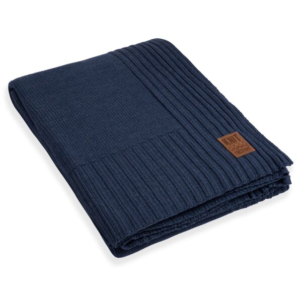 Knit Factory Uni Decke 195x225 cm Glatt Dunkelblau