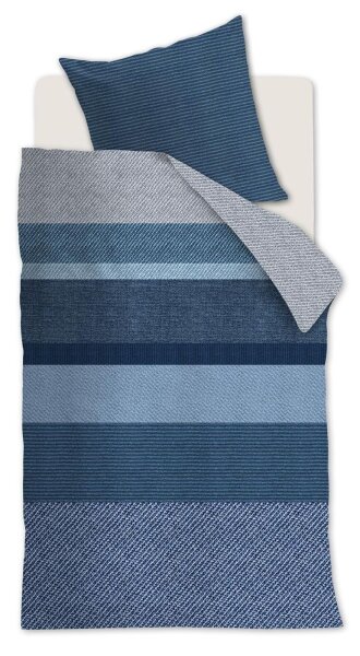 Beddinhouse Baumwolle Kissenbezug Köperbindung, Marne Blue 1 80x80, 80 x 80 cm blau