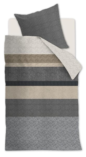 Beddinhouse Baumwolle Kissenbezug Köperbindung, Marne Grey 1 80x80, 80 x 80 cm Grau