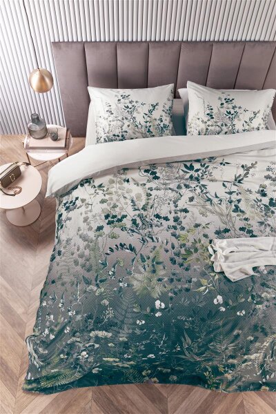Beddinhouse Mako-Satin Bettwäsche Beautane Blue Green 135X200 135 x 200 cm + 1x 80 x 80 cm 1 Bettbezug, 1 Kissenbezug Blau Grün