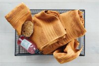 Beddinhouse Heimtextilie Baumwoll-Frottee Frotteeware Sheer Ochre Set A 3 set van 3 Gästetuch Ocker 30x50, 30 x 50 cm