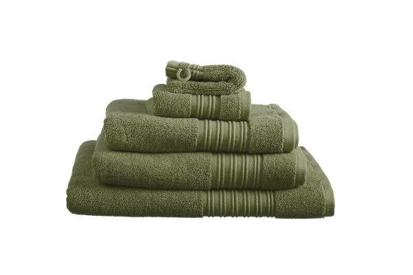 Beddinhouse Heimtextilie Baumwoll-Frottee Frotteeware Sheer Olive Green Set A 3 set van 3 Gästetuch Oliv 30x50, 30 x 50