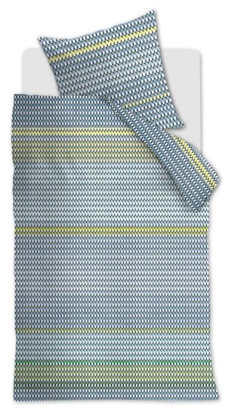 Beddinhouse Mako-Satin Bettwäsche Rhythm Blue Green + 1x 1 , 1 Grün 135x200, 135 x 200 cm blau