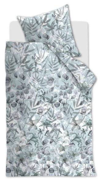 Beddinhouse Mako-Satin Bettwäsche Sombra Blue Grey + 1x 1 , 1 Blau 155x220, 155 x 220 cm Grau