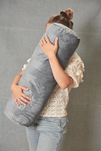 KAAT Amsterdam Kissen ko Softy Stripe Blue Grey 1 Zier Blau 22x70, 22 x 70 cm Grau