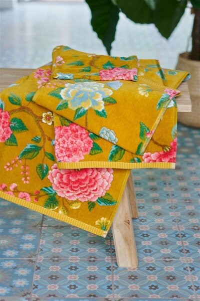 PiP Studio Heimtextilie 100% Cotton, terry velour, 500 GSM Frotteeware Good Evening Yellow 1 Duschtuch 70x140, 70 x 140