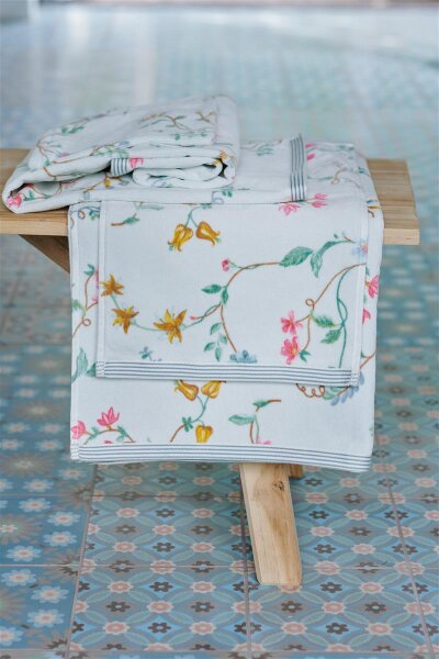 PiP Studio Heimtextilie 100% Cotton, terry velour, 500 GSM Frotteeware Les Fleurs White 1 Duschtuch 70x140, 70 x 140 cm