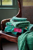 PiP Studio Heimtextilie 100% Cotton, terry velour, 500 GSM Frotteeware Les Fleurs Green 1 Duschtuch 70x140, 70 x 140 cm