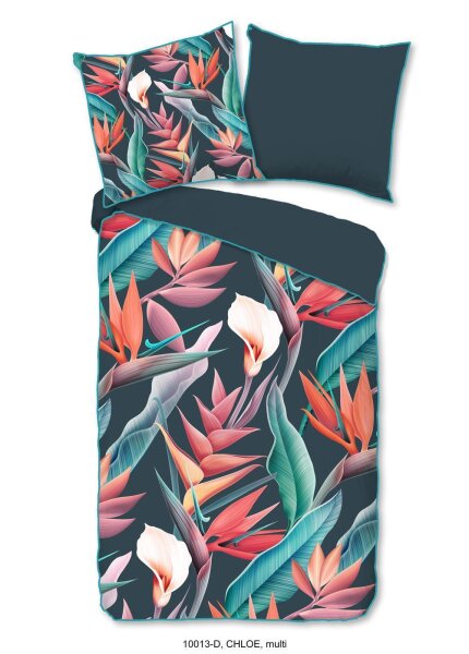 Descanso Mako Satin Bettwäsche 155 X 220 cm + 1 x 80 X 80 cm Chloe bunt