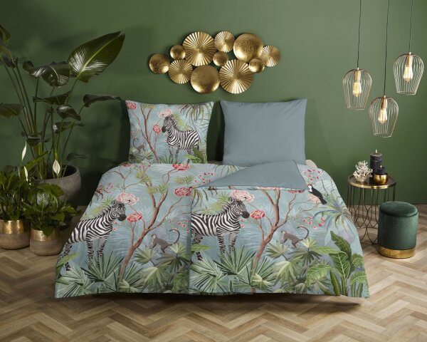 Descanso Mako Satin Bettwäsche 155 X 220 cm + 1 x 80 X 80 cm Yasmin blau
