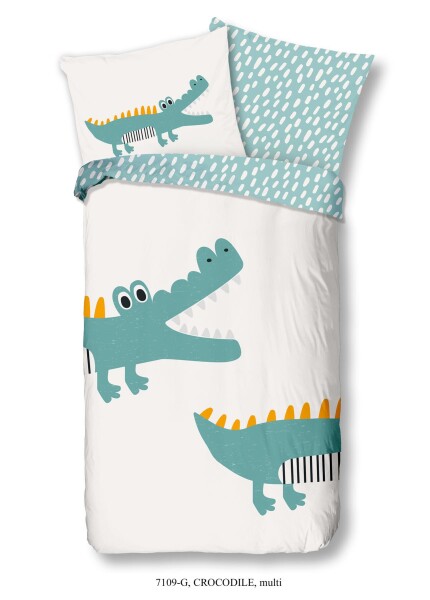 Good Morning Renforcé  Bettwäsche 135 X 200 cm + 1 x 80 X 80 cm Crocodile bunt