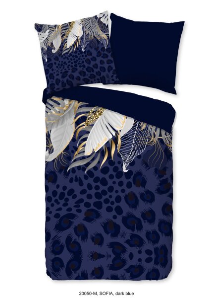 Pure Microfaser Bettwäsche 2 teilig Bettbezug 135 x 200 cm Kissenbezug 80 x 80 cm Sofia Blue