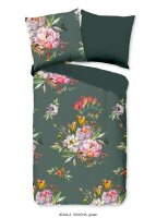 ZouZou Mako Satin Bettwäsche 2 teilig Bettbezug 155 x 220 cm Kissenbezug 80 x 80 cm Chacha Green