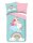 Soma Renforcé Pastell Bettwäsche-Set 2 teilig Bettbezug 2tlg 135x200cm Kopfkissenbezug 80x80cm (Einhorn Regenbogen blau rosa)