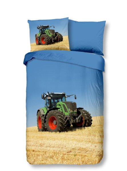 Soma Renforcé Pastell Bettwäsche-Set 2 teilig Bettbezug 2tlg 135x200cm Kopfkissenbezug 80x80cm (Trecker Traktor Farmer)