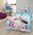 Soma Renforcé Pastell Bettwäsche-Set 2 teilig Bettbezug 2tlg 135x200cm Kopfkissenbezug 80x80cm Pferd Blume blau weiß