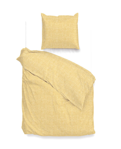 Zo!Home  Lino Bettwäsche 135 Aspen Yellow Uni Aspen-Yellow 1 Bettbezug 135x200cm + 1 Kissenbezug 80x80cm