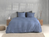 Zo!Home Mako Satin Satinado Bettwäsche 155 Riviera Blue Uni Riviera-Blue 1 Bettbezug 155x220cm + 1 Kissenbezug 80x80cm