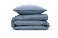 Zo!Home Mako Satin Satinado Bettwäsche 155 Riviera Blue Uni Riviera-Blue 1 Bettbezug 155x220cm + 1 Kissenbezug 80x80cm