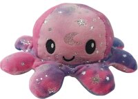 Oktopus XXL Kuscheltier Reversible Octopus Plüschtier Flip Oktopus Spielzeug Kinder Erwachsene Glitzer Sterne (Glitzer Sterne Lila Blau 20 cm)