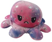 Oktopus XXL Kuscheltier Reversible Octopus Plüschtier Flip Oktopus Spielzeug Kinder Erwachsene Glitzer Sterne (Glitzer Sterne Lila Blau 20 cm)