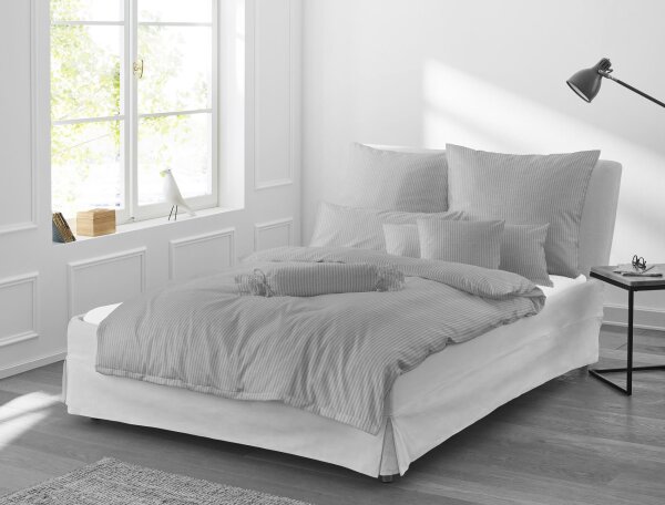 Irisette Interlock-Jersey uni Bettwäsche Set uni Lumen 8129 grau 155 x 220 cm + 1 Kissenbezug 80x80 cm