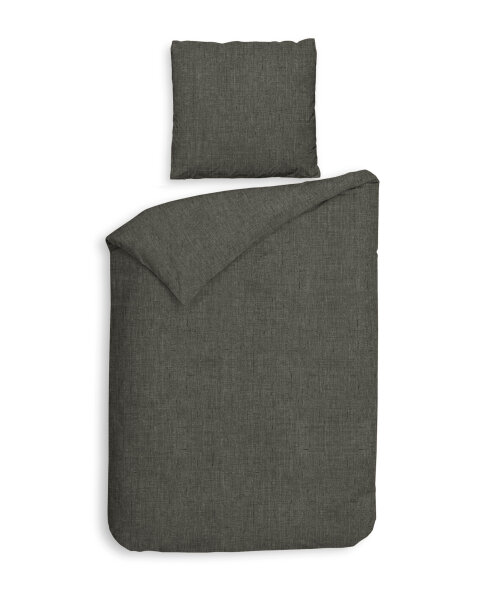 Heckett and Lane Flanell Franela Bettwäsche 135 Frost Grey Uni Frost-Grey 1 Bettbezug 135x200cm + 1 Kissenbezug 80x80cm