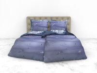 Heckett and Lane Mako Satin Hannia Bettwäsche 155 Blue Nature Blue 1 Bettbezug 155x220cm + 1 Kissenbezug 80x80cm