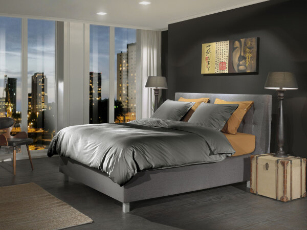 Yellow Perkal Percale Bettwäsche 155 Steel Grey Uni Steel-Grey 1 Bettbezug 155x220cm + 1 Kissenbezug 80x80cm