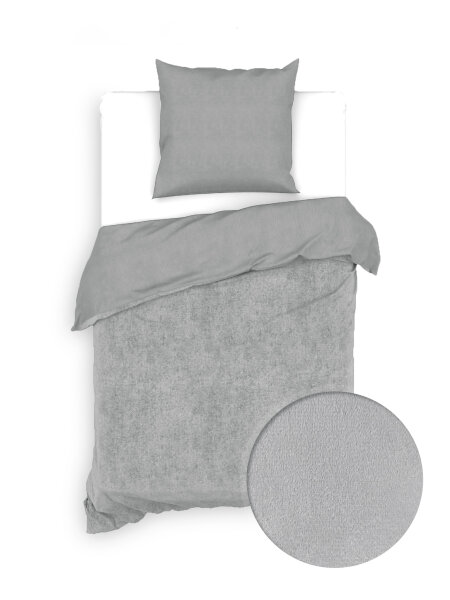 Zo!Home  Velluto Bettwäsche 135 Lava Grey Uni Lava-Grey 1 Bettbezug 135x200cm + 1 Kissenbezug 80x80cm
