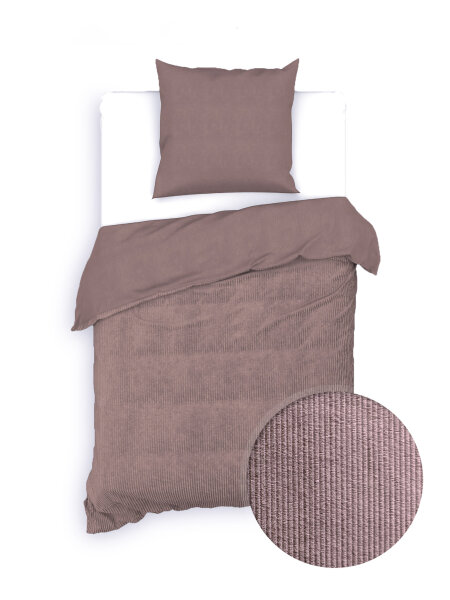 Zo!Home  Velluto a Coste Bettwäsche 155 Blush Rose Uni Blush-Rose 1 Bettbezug 155x220cm + 1 Kissenbezug 80x80cm