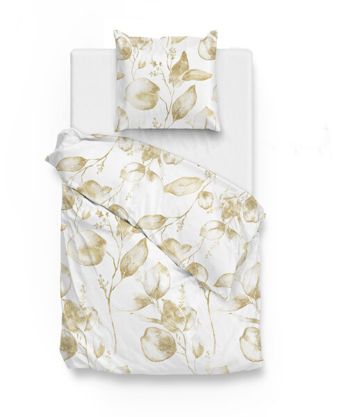 Zo!Home Mako Satin Micah Bettwäsche 135 White Flora White 1 Bettbezug 135x200cm + 1 Kissenbezug 80x80cm