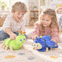 Wende Kuscheltier Wende Plüschtier 30 cm für Schmetterling Raupe blau grün für Mädchen, Jungen & Babys – Flauschiges Stofftier zum Spielen
