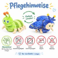 Wende Kuscheltier Wende Plüschtier 30 cm für Schmetterling Raupe blau grün für Mädchen, Jungen & Babys – Flauschiges Stofftier zum Spielen