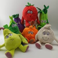 Kuscheltier Plüschtier Goodness Gang Kissen Gemüsekorb, Speise Obst Zubehör für Kaufladen und Kinderküche für Mädchen, Jungen & Babys – Flauschiges Stofftier zum Spielen Aubergine