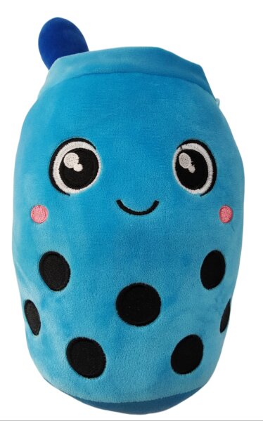 Bubble Tea Plüschtier Boba Kuscheltier Plüschpuppen Weiche Kuscheltier Tee Weiche Puppe Teetasse Kissen Kinderspielzeug (Blau-Grün-schielen, 15 cm)
