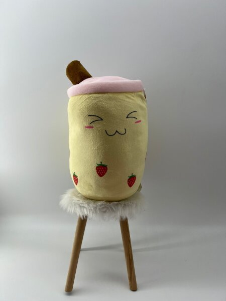 Bubble Tea Plüschtier Boba Kuscheltier Plüschpuppen Weiche Kuscheltier Tee Weiche Puppe Teetasse Kissen Kinderspielzeug (Gelb-schielen, 30 cm)