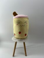 Bubble Tea Plüschtier Boba Kuscheltier Plüschpuppen Weiche Kuscheltier Tee Weiche Puppe Teetasse Kissen Kinderspielzeug (Gelb-schielen, 30 cm)