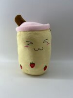 Bubble Tea Plüschtier Boba Kuscheltier Plüschpuppen Weiche Kuscheltier Tee Weiche Puppe Teetasse Kissen Kinderspielzeug (Gelb-schielen, 30 cm)